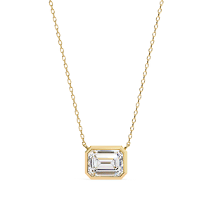 Pendentif solitaire en diamant de laboratoire taille émeraude 1 carat, collier en or massif 18 carats pour femme, bijoux fins, chaîne fine incluse - Product Image 2