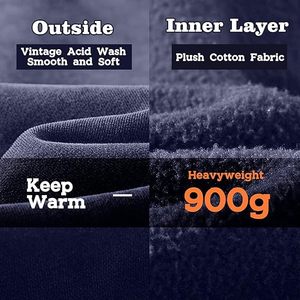 Retro Washed Hoodie – Oversized Fit Cotton <b>Blend</b> Sweatshirt with Front Pocket for men - Product Image 5