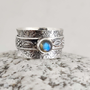 <b>Labradorite</b> Spinner <b>Ring</b> 925 Sterling Silver Handmade Fidget Meditation Jewelry <b>Ring</b> - Product Image 1
