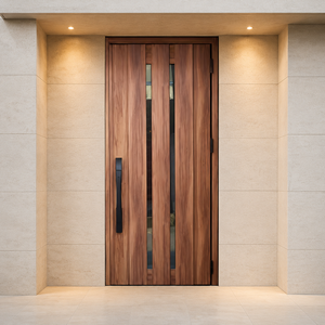 Puerta principal de entrada de madera maciza con núcleo de madera dura y vidrio, modelo GA-10G, Malasia. - Product Image 2