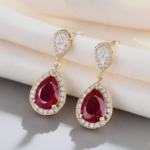 Boucles d'oreilles pendantes en argent sterling 925 pour femmes belle pierre précieuse tourmaline plaqué or pour les mariages - Product Image 1