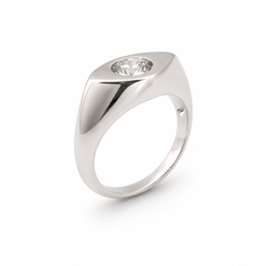 925 Sterling <b>Silver</b> Mens <b>Solitaire</b> Diamond <b>Ring</b> High Polish Classic Minimalist Band Design Wedding Engagement Party Daily Wear F - Product Image 3