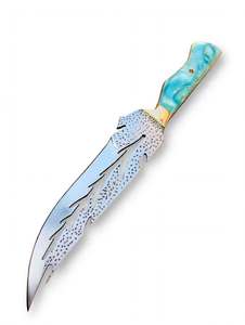 Artisanat Métallique Artisanal à Motif Plume, avec Poignée en Résine Turquoise et Perle, pour Décoration de Bureau - Product Image 3