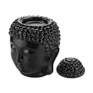 เตาเผาน้ำมันหอมระเหยรูปพระพุทธรูปเซรามิก เครื่องกระจายกลิ่นหอม เครื่องละลายขี้ผึ้งหอม ของตกแต่งพระพุทธรูป สำหรับโยคะ สปา ตกแต่งบ้าน สีดำ - Product Image 6