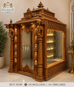 Mandapam Tradicional del <span class=keywords><strong>Sur</strong></span> de la India de Madera de Teca, Diseño Gopuram Personalizado, Templo Mandir con Tallado Intrincado y Duradero, para el Hogar, EE. UU. - Product Image 3