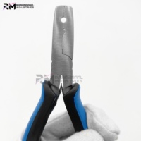 Pince à extensions capillaires professionnelle RMI en acier inoxydable, pointe argentée, poignée noire/bleue, micro-pinces durables, couleur et taille personnalisables