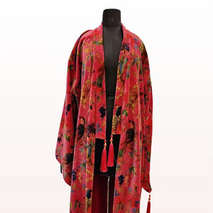 Bata Kimono de Algodón Suave y Transpirable con Estampado de Bloques de Dibujos Animados Naaz para Mujer, Camisón de Verano Hecho a Mano ODM con Cuello en V y Elástico hasta la Rodilla - Product Image 1