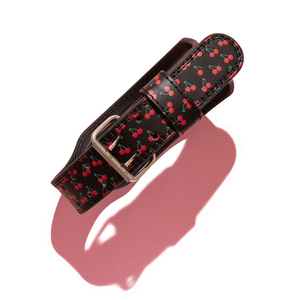 Ceinture de musculation personnalisée à imprimé cerise, ceinture de levage en cuir à double boucle OEM, fabricant en gros - Product Image 3