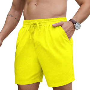 Pantalones Cortos Bermuda Blancos para Hombre, 100% Poliéster, Cintura Media, Cordón Ajustable, Color Sólido, Bolsillos, Transpirables, Impermeables, Ecológicos - Product Image 4
