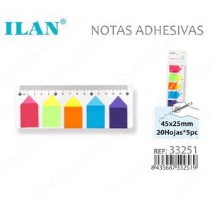 ILAN Foglietti Adesivi con Righello a Punta 45x25mm 20 Fogli 5pz - Product Image 1
