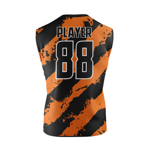 Camiseta de Baloncesto Sublimada Personalizada para Hombre, Sin Mangas, Naranja y Negra a Rayas, Absorbe la Humedad, Ajuste Atlético, Ropa Deportiva para Adultos - Product Image 2