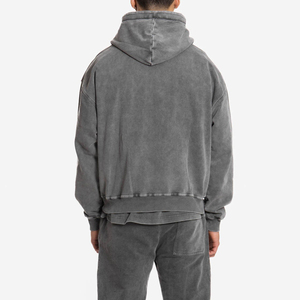 Sweat-shirts à capuche délavés pour hommes, prix de gros, automne, imperméables, respirants, en coton/fibre de bambou, fabriqués au Pakistan, haute qualité, écologiques - Product Image 3