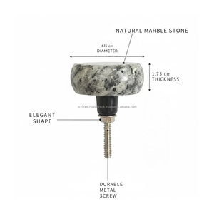 Bouton rond en marbre gris et blanc AG Elements |   Quincaillerie de luxe en pierre naturelle pour armoires de cuisine et de chambre – Durable et écologique - Product Image 3