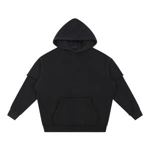 Sudadera con Capucha Unisex de Algodón Grueso, Estilo Urbano, Oversize, Lavado Ácido, Marrón, Ajuste Holgado, Vintage, Informal - Product Image 5