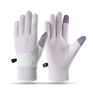 Ski <b>Gloves</b> Full Finger Blue White Quilted Palm With Grip Dots Hook And Loop Closure Unisex Winter Outdoor Activity - Product Image 2