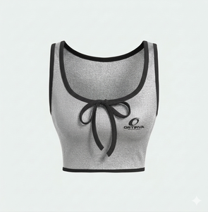 Tops Cortos de Mujer Personalizados en Color, de Spandex/Poliéster, Ecológicos, Transpirables, de Secado Rápido, Tejidos, con Cintas, Estilo Casual - Product Image 4