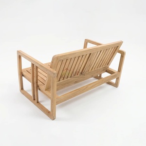 Sofá de Jardín de Madera de Teca Minimalista Contemporáneo Felcia, Muebles de Exterior de Dos Plazas, Duraderos para Uso en Comedores y Hoteles - Product Image 4