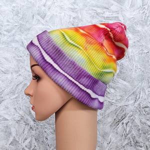 Bonnets d'hiver unis de haute qualité, avec logo brodé personnalisé, bonnets tricotés côtelés, bonnets tie-dye pour hommes et femmes - Product Image 3