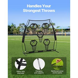 Rete da Allenamento per Calcio Personalizzata 6 X 6 Piedi, Rete per Pratica di Tiro con 5 Tasche Senza Nodi e Logo Personalizzato - Product Image 4