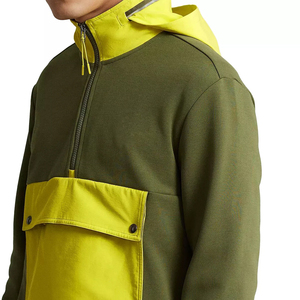Sweat-shirt polaire à capuche demi-zip color block pour homme, style streetwear décontracté, vêtement d'hiver, fournisseur OEM - Product Image 5