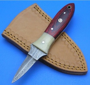 Cuchillo para Abrir Ostras de Acero de Damasco Premium con Mango de Madera y Logotipo Personalizado - Product Image 6