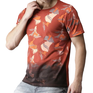 <b>Men</b>’s Rust <b>Orange</b> Abstract Print Sublimation T-<b>Shirt</b> Streetwear Casual Short Sleeve Quality for Daily Fashion Customized Style - Product Image 3