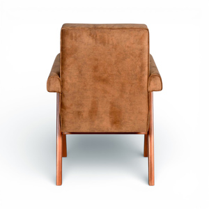 Sillón Tapizado de Estilo Moderno para Sala de Estar, con Patas en V de Madera Maciza y Tela de Terciopelo, para Uso en Hoteles, Villas y Exteriores - Product Image 3