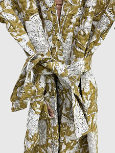 Veste en velours pour femme grande taille à col châle et manches trois-quarts, motif géométrique brodé à la main, manteau long pour l'automne - Product Image 5