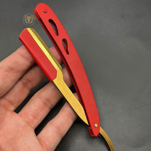 Navaja de Afeitar Profesional Plegable de Acero Inoxidable con Acabado Dorado para Barbería y Salón de Belleza - Product Image 5