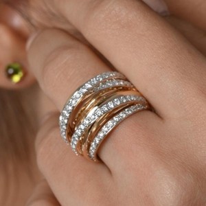 Bagues multiples plaquées or 14K 18K, serties de diamants de laboratoire taille brillant, certifiés IGI, luxe solitaire spécial - Product Image 1
