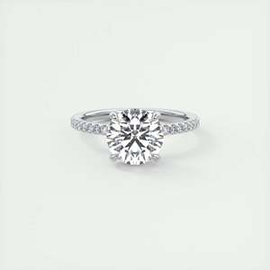 Anillo de compromiso clásico Glitterbomb con diamante cultivado en laboratorio de corte redondo de 2.40 quilates, incrustado en pavé, en oro blanco de 14 quilates. - Product Image 3