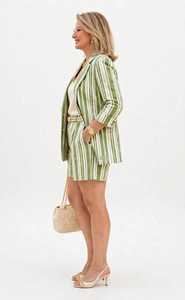 Conjunto de 3 Piezas para Mujer, Blazer Verde Sólido de Felpa, Pantalones Cortos, Sudadera con Capucha, Estilo Casual de Oficina para Invierno - Product Image 2