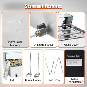 Scaldavivande Elettrico Commerciale da Banco in Acciaio Inossidabile a 12 Vasche, 3200W, con 12 Contenitori in Vetro da 5QT - Product Image 6