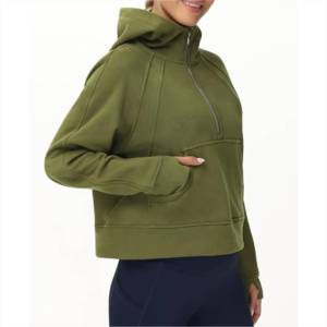 Sweat-shirt à capuche court pour femme, coupe classique, unisexe, en polaire, décontracté, pour l'automne, avec poche - Product Image 5