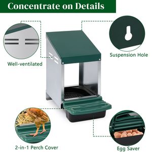 Nido per galline ovaiole a forma di H, singolo, in plastica, colore verde, usato - Cassetta per la deposizione delle uova per galline ovaiole, per pollaio - Product Image 1