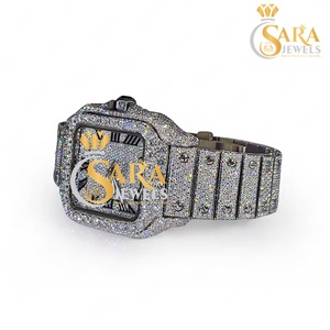 Luxury Moissanite Diamond <b>Watch</b> <b>Custom</b> Hip Hop Style 41mm Square Dial Stainless Steel Band Quartz Movement Waterproof New - Product Image 2
