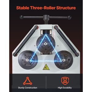Curvatrice Elettrica a 3 Rulli da 2.2KW, Piegatubi Elettrico con Curvatura Massima 180° Reversibile per Tubi - Product Image 3