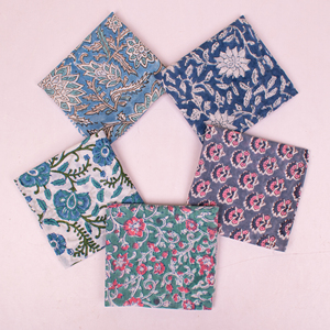 Set of 5 -Handmade Block Print Cotton Bandana Organic Lightweight Neck Or Hair <b>Wrap</b>, , Paisley Scarf, Boho Sustainable Accessory - Product Image 3