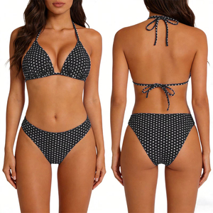 Nouveauté : Ensembles de bikinis halter pour femmes, 2 pièces, logo sur le devant, maillots de bain de haute qualité en spandex/polyester, bikinis de bain - Product Image 1