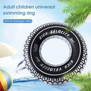 Bouée gonflable noire robuste de 80 cm pour enfants et adultes - Flotteur de piscine en PVC durable pour le plaisir estival à la plage et en station balnéaire - Product Image 4