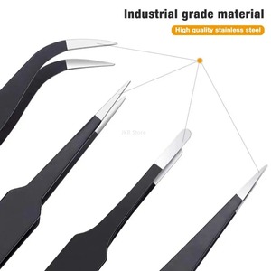 Juego de Pinzas Antiestáticas de Precisión ESD, Kit de Herramientas de Reparación de Acero Inoxidable con Punta Fina para Ensamblaje Electrónico - Product Image 6