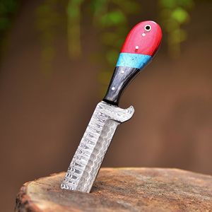 Cuchillo de caza estilo vaquero occidental de hoja fija forjado a mano de acero de Damasco de grado industrial con funda de cuero y madera, garantía OBM de 3 años - Product Image 4