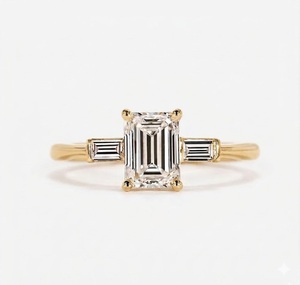 Anillo de Compromiso de Oro Sólido de 18K con Certificado IGI, Corte Esmeralda de 1.14CT, Color E, VVS2, Anillo Trílogo de Esmeralda de 2CT, Anillo de Diamante Cultivado en Laboratorio - Product Image 3