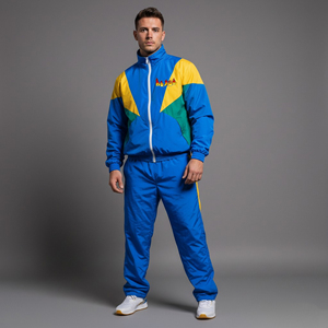 Conjunto Deportivo de Invierno para Hombre, 100% Algodón, con Logotipo Personalizado Serigrafiado, Diseño Color Block, Transpirable y Cómodo, 2 Piezas - Product Image 1