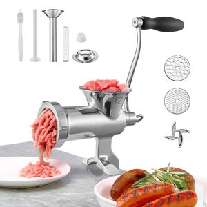 Tritacarne Manuale in Acciaio Inox 304 con Morsetto da Tavolo per Insaccatrice, con 2 Dischi di Taglio per Uso Agricolo, Condizione Usato - Product Image 1