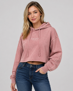 VIBE CRAFT Sweat à capuche pour femme 100% Coton, vierge, tendance, effet soleil délavé, délavé à l'acide, à épaules tombantes, doublé, écologique, avec cordon de serrage - Product Image 2