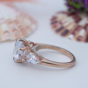 Brilliant Round Cut Champagne Moissanite Three Stone Prong Setting 925 <b>Sterling</b> <b>Silver</b> for Certified Elegant Bridal <b>Ring</b> - Product Image 2