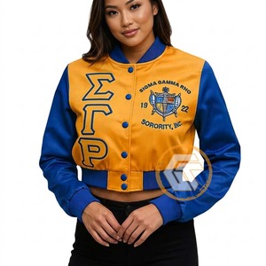 Customized Sigma Gamma Rho Satin Embroidered Quilted Windproof <b>Waterproof</b> Varsity <b>Jacket</b> Sorority High Quality Autumn Stand - Product Image 4
