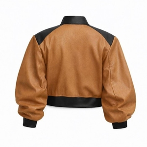 Chaqueta Corta de Piel de Oveja Hecha a Mano de Alta Calidad para Mujer, Chaqueta Bomber Moderna y Elegante a Prueba de Viento para Invierno - Product Image 3