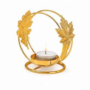 Ensemble de porte-bougies chauffe-plat en métal or champagne, élégants supports votifs floraux ajourés pour table de mariage de luxe - Product Image 3